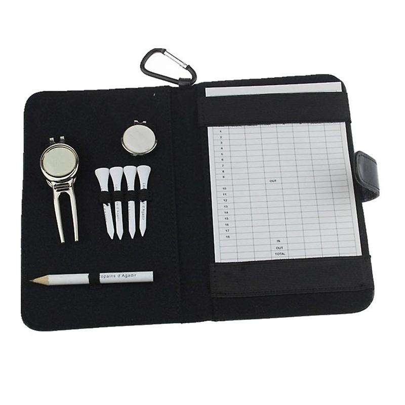Score Book High-End Business Gift Set Golf Bag Organizer Pencil,Score Card,Green Fork Cap Clip and G