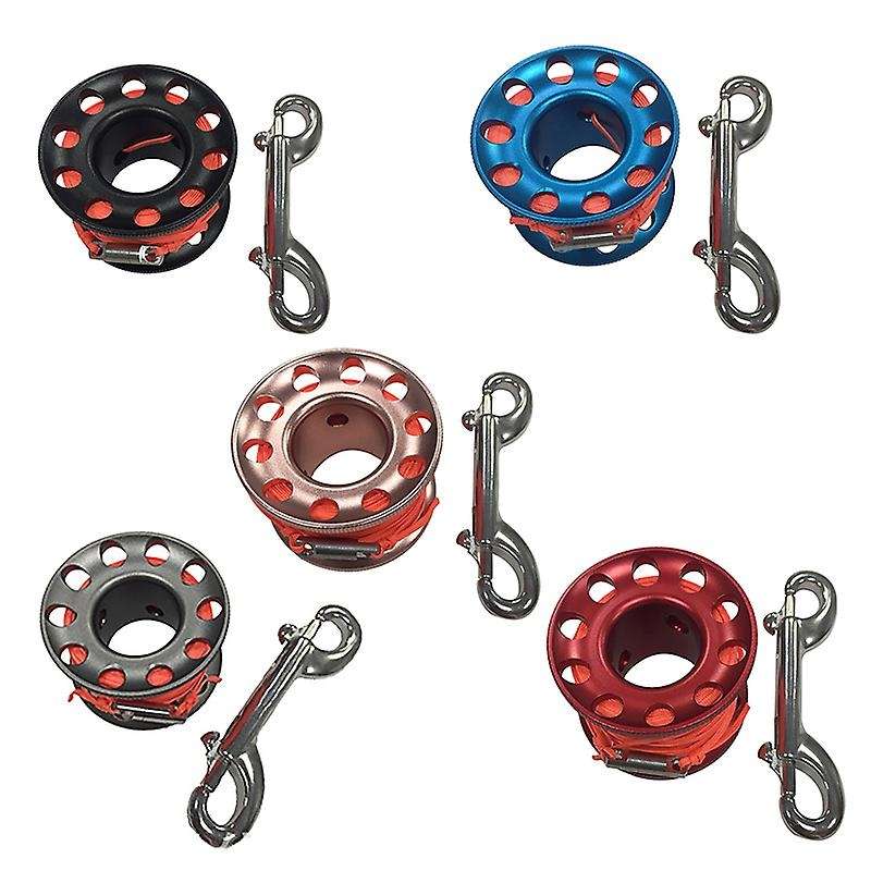 Scuba Diving Spool Finger Reel Bolt with Brass Clip Aluminum Alloy Freediving Spool Dive Reel 15M Li