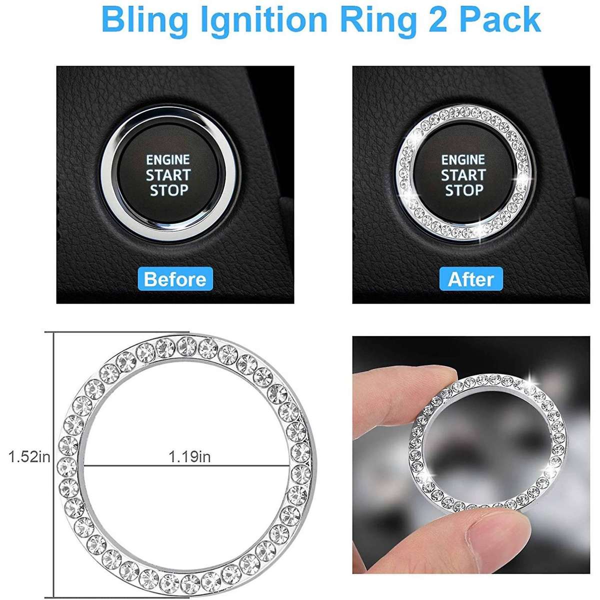 Seat Belt Shoulder Pads for Women Crystal Handbrake Cover,Handle Cover,Gear Shift Cover,Engine Bling