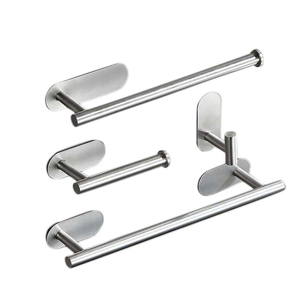 Self Adhesive or Wall Mounted Stainless Steel Towel Rack Stainless Steel 4 Piece Bathroom Accessory