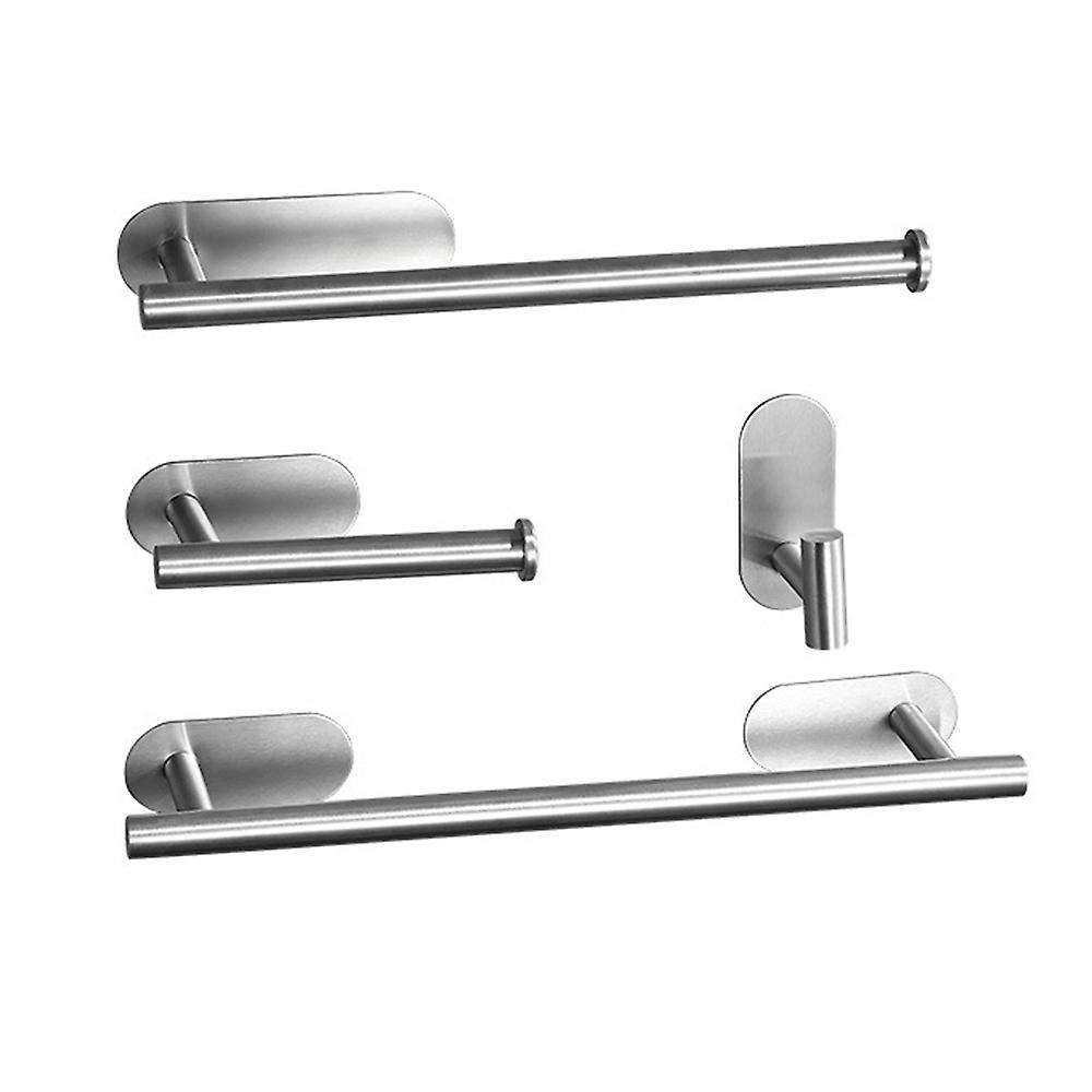 Self Adhesive or Wall Mounted Stainless Steel Towel Rack Stainless Steel 4 Piece Bathroom Accessory
