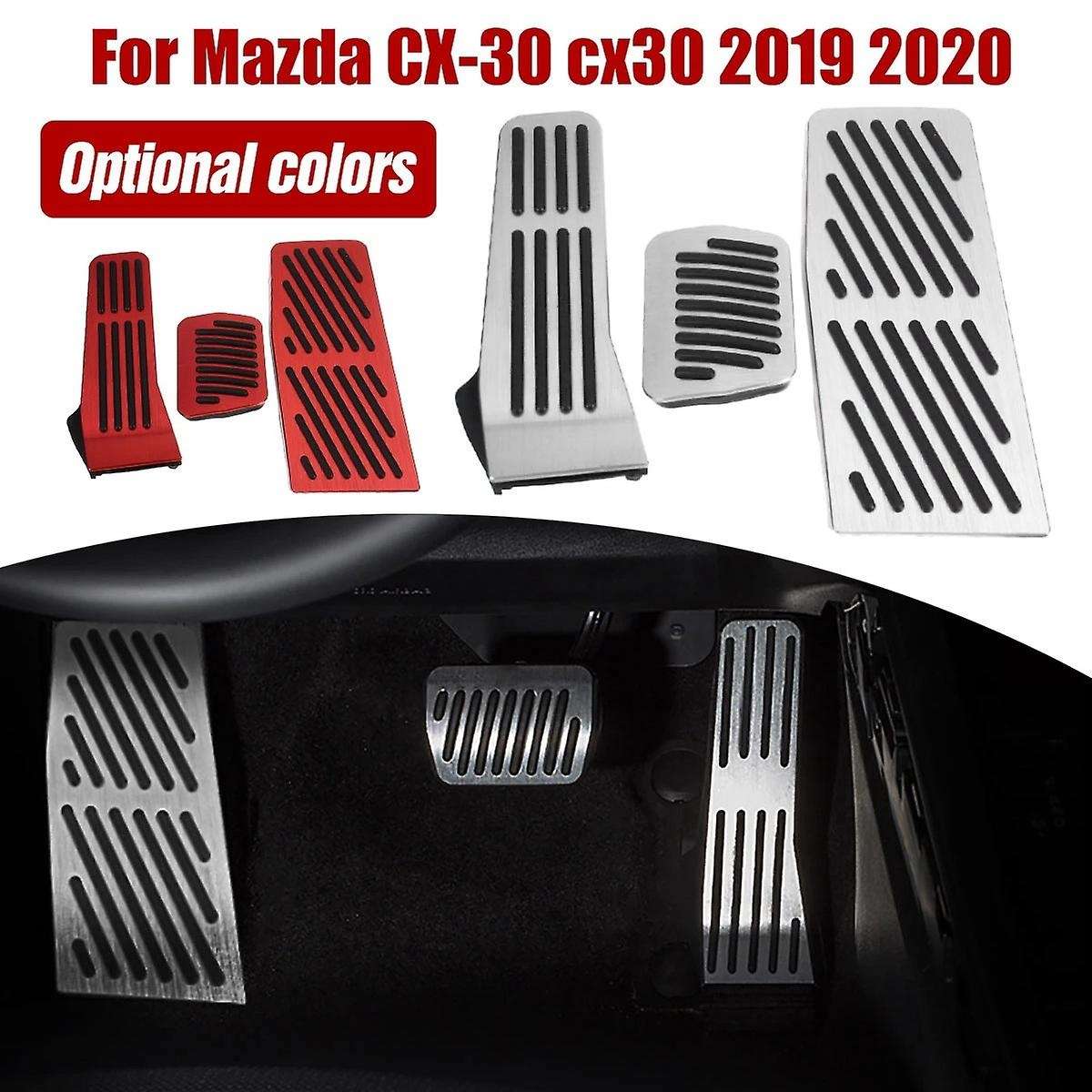 Set Aluminum Car Accelerator Fuel Gas Pedal Brake Foot Rest Pedal Pad Cover for -30 CX30 2019-2020 S