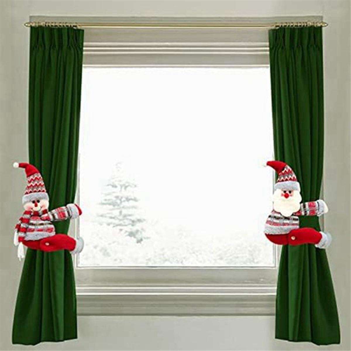 Set Of 2 Christmas Curtain Buckle Tieback,cute Santa -curtain Holdbacks Tiebacks,christmas Holiday D