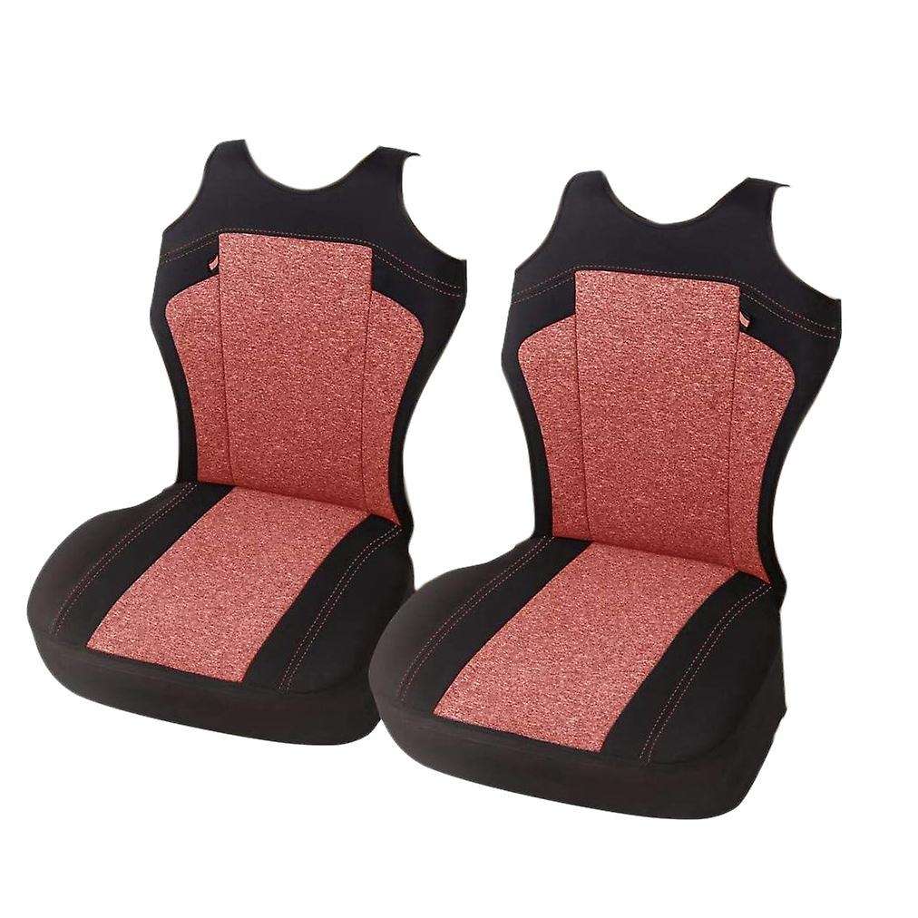 Set Of 2 Universal Car Seat Covers - Fits Most Vehicles, Car, Truck - Red T-Shirt Style