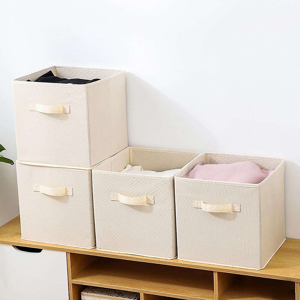 Set of 4 Square Storage Bins with Handles Foldable Fabric Boxes Container Baskets Drawers for Kids R