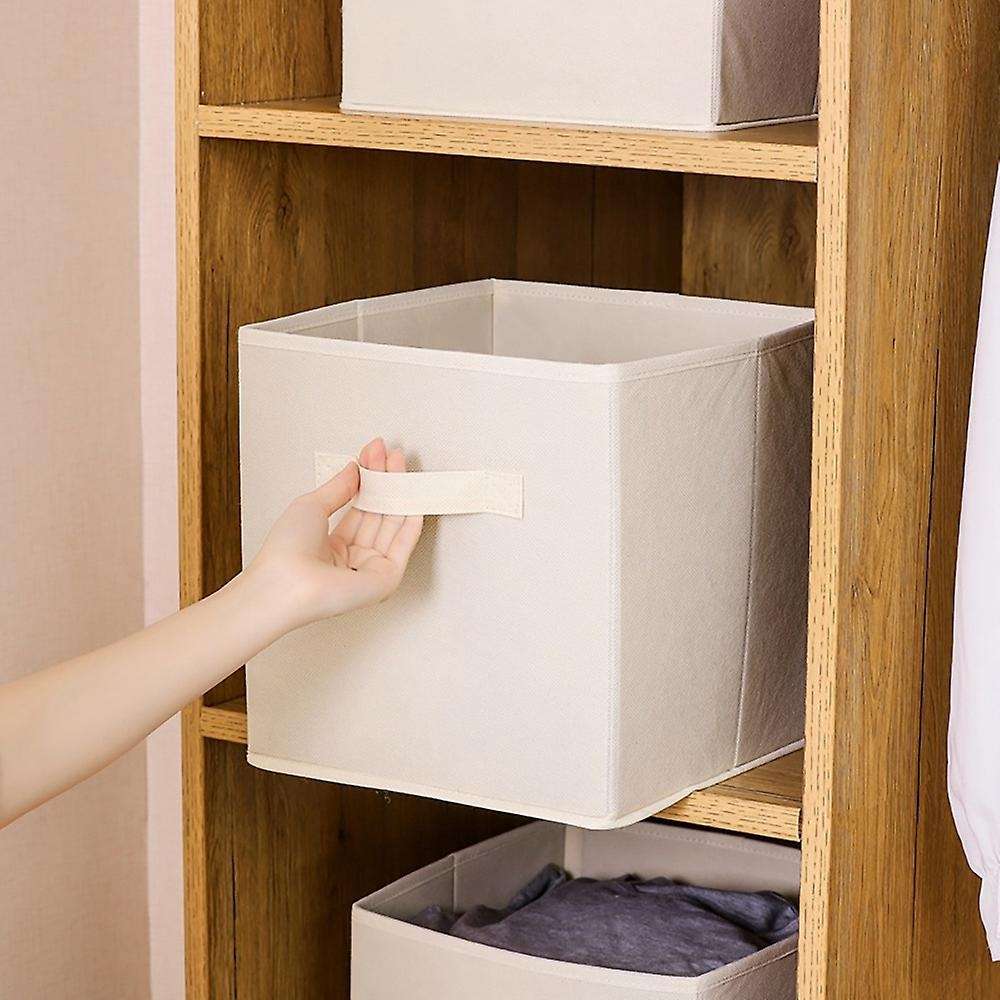 Set of 4 Square Storage Bins with Handles Foldable Fabric Boxes Container Baskets Drawers for Kids R