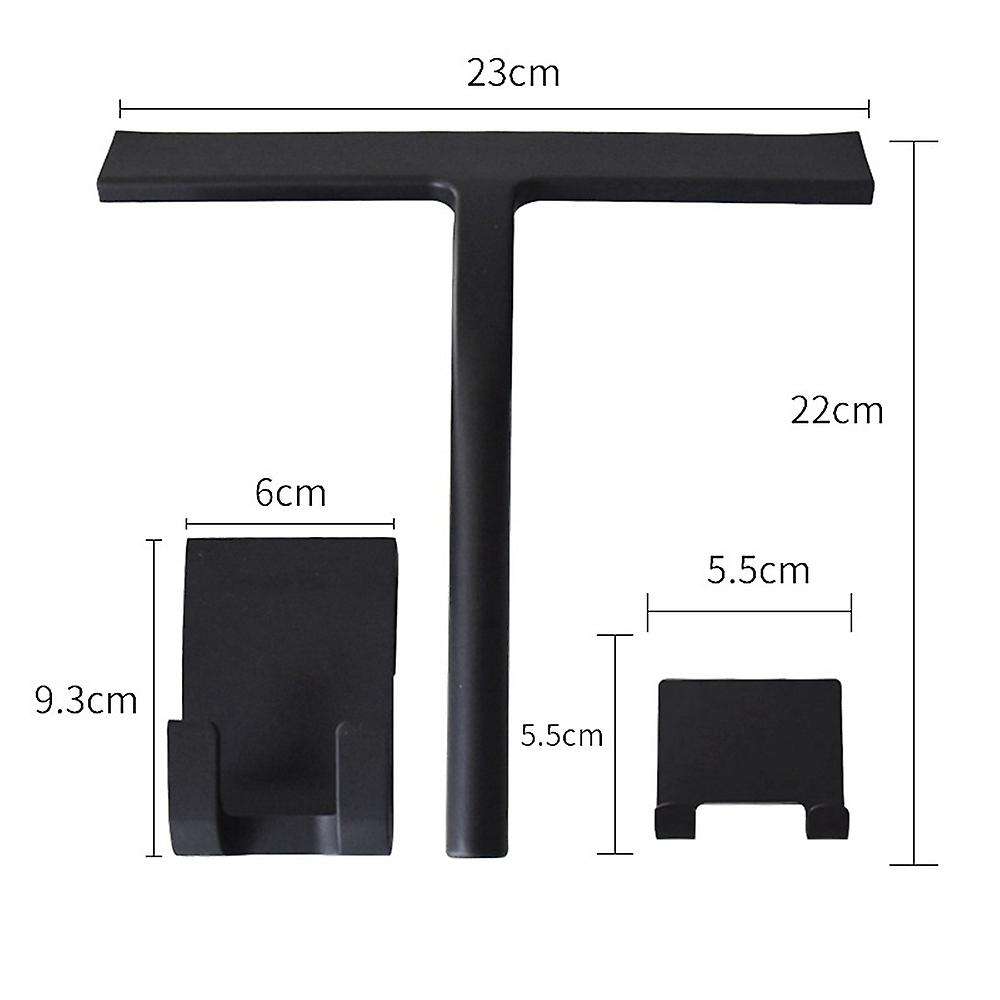 Shower Squeegee, Silicone Window Squeegee Black Wiper without Drilling Shower with Hanging