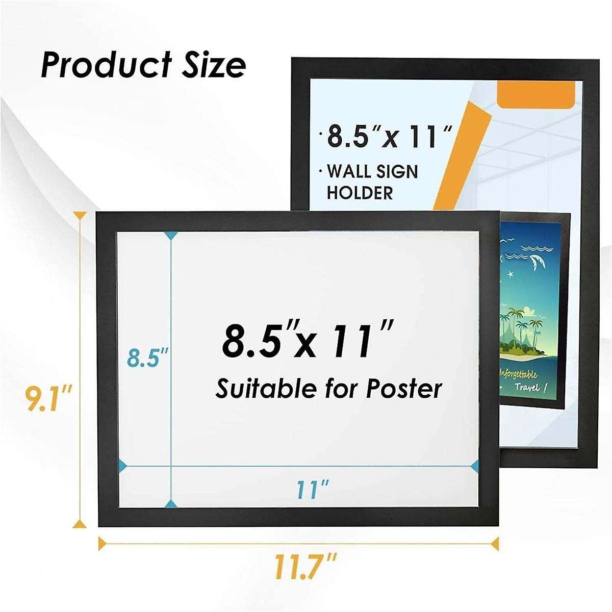 Sign Holder 8.5 X 11 Wall Mount, Magnetic Clear Plastic Sign Holders, Display In Portrait Or Landsca