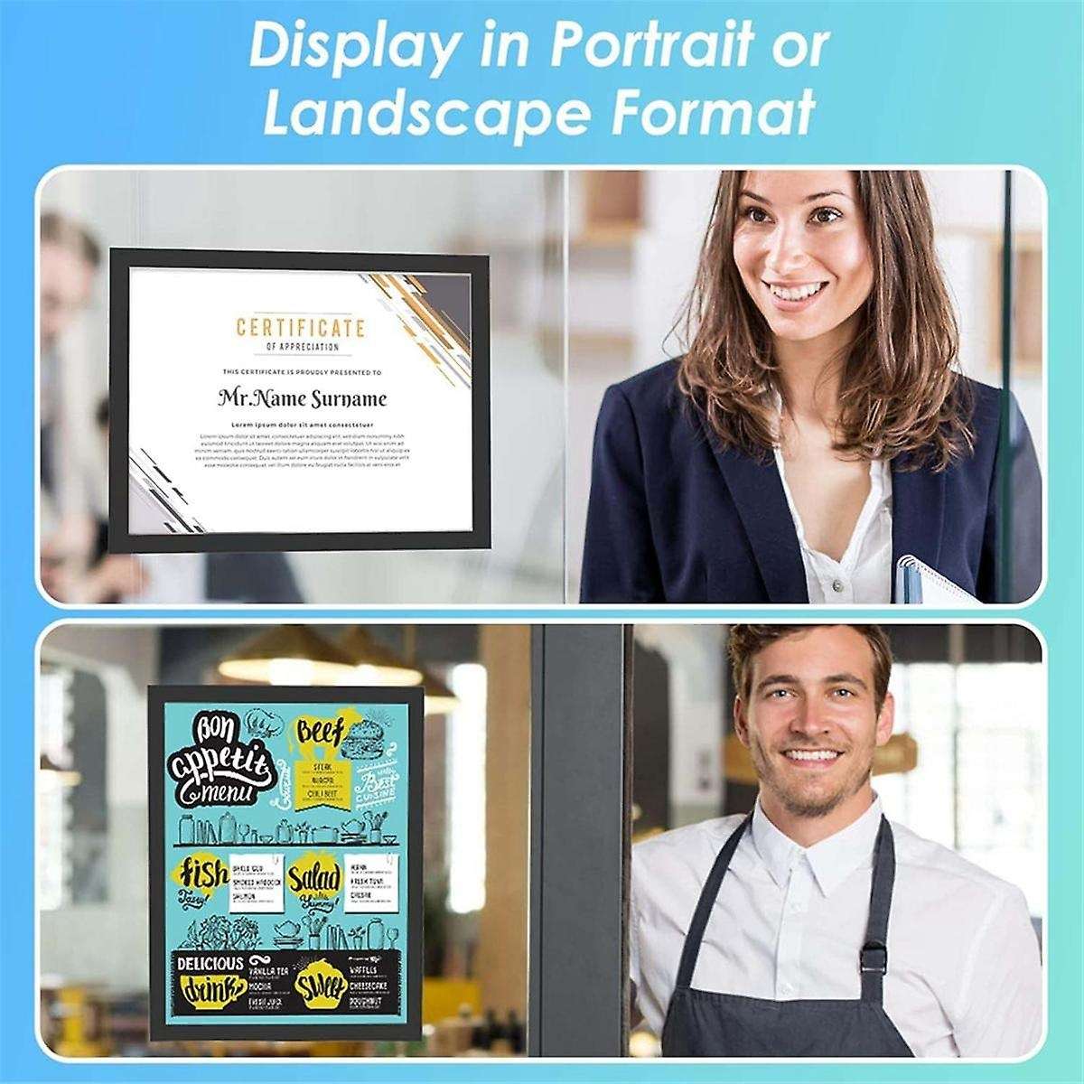 Sign Holder 8.5 X 11 Wall Mount, Magnetic Clear Plastic Sign Holders, Display In Portrait Or Landsca