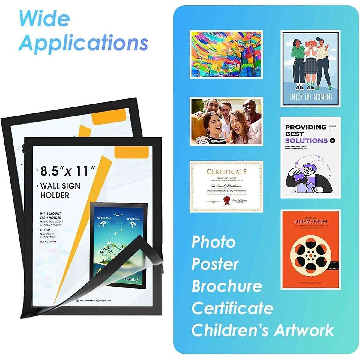 Sign Holder 8.5 X 11 Wall Mount, Magnetic Clear Plastic Sign Holders, Display In Portrait Or Landsca