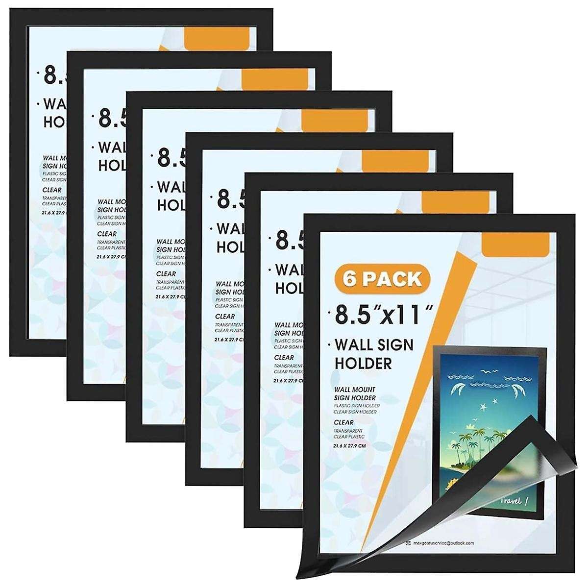 Sign Holder 8.5 X 11 Wall Mount, Magnetic Clear Plastic Sign Holders, Display In Portrait Or Landsca