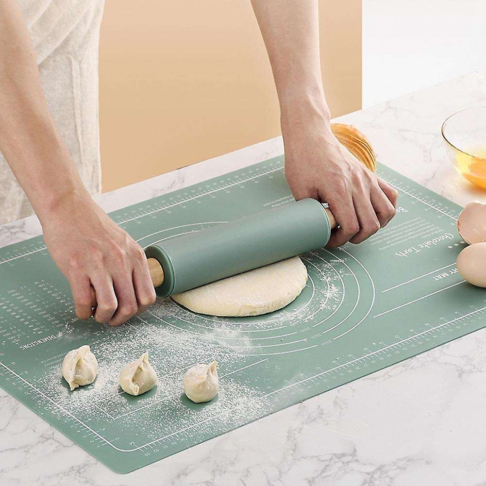 Silicone Kneading Pad Sheet Rolling Pin Baking Tool Green