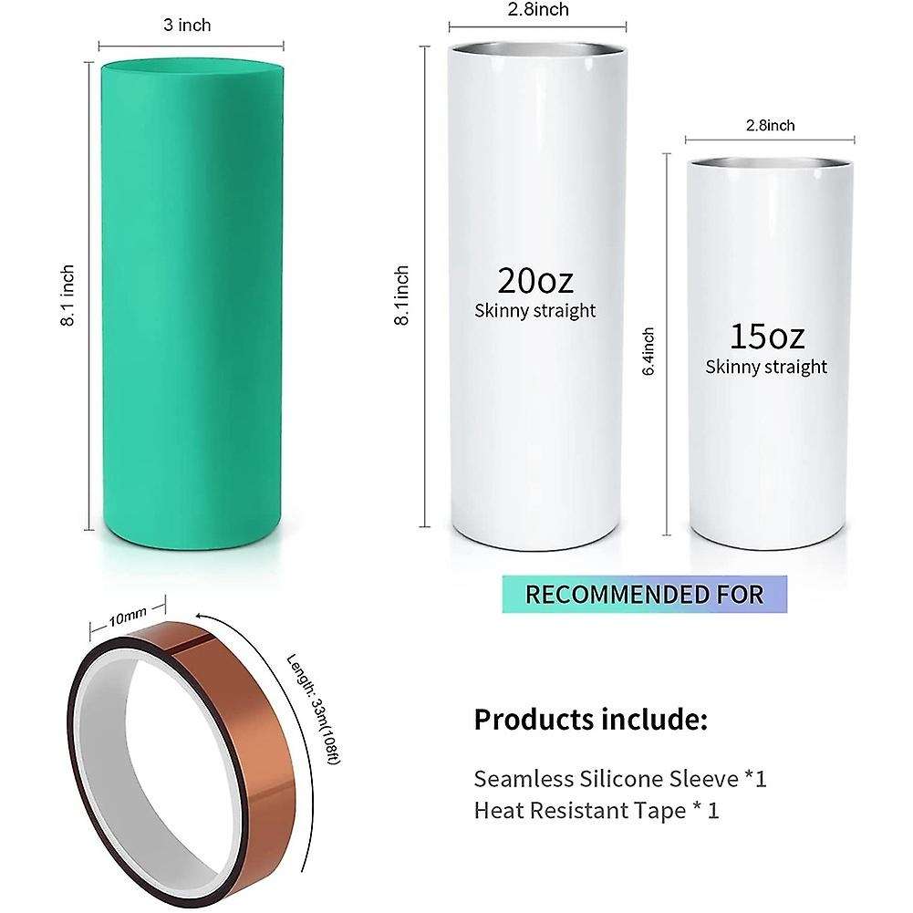 Silicone Wrap Sleeve Kit for Sublimation Tumblers 20 Oz,for Sublimation Full Wraps 20Oz Skinny Strai