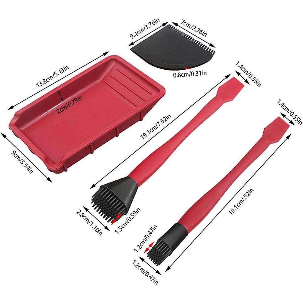 Silicone Wood Brush Kit 4 Pieces Woodworking with Silicone Brush and Tray for Floor Corner Bathroom