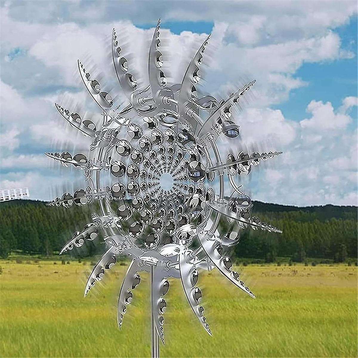 Silver Retro Wrought Iron Metal Ornaments Wrought Iron Windmill Outdoor Courtyard Garden Shape