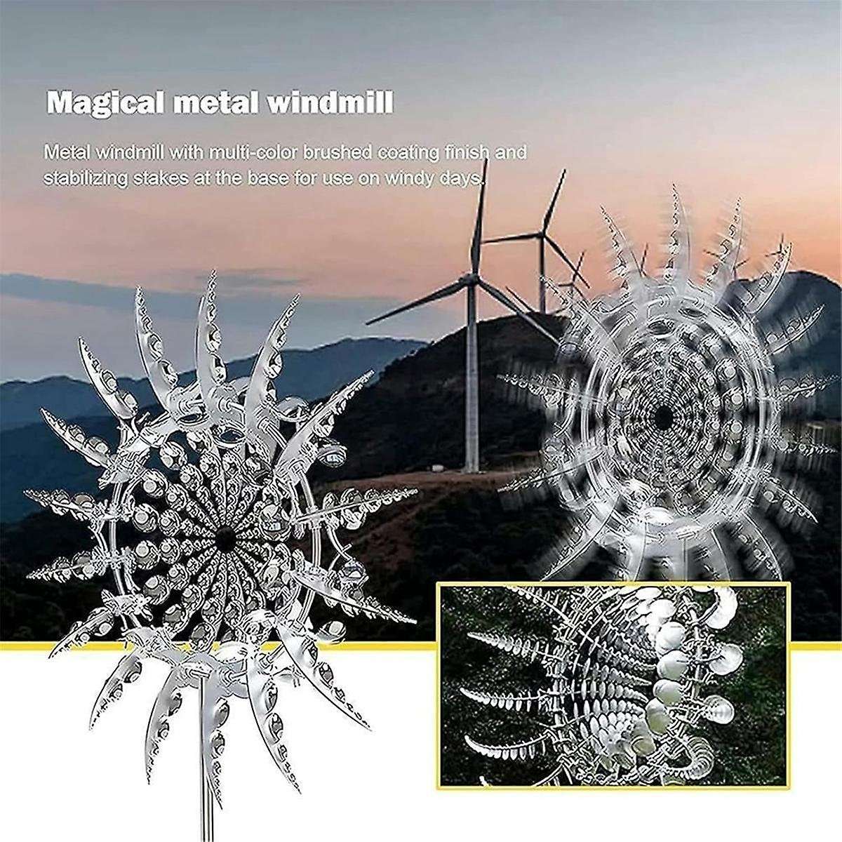 Silver Retro Wrought Iron Metal Ornaments Wrought Iron Windmill Outdoor Courtyard Garden Shape
