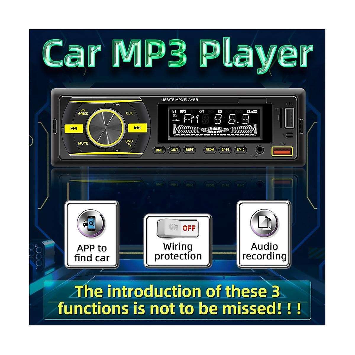 Single Din Car Audio Bluetooth Car Stereo Receiver with Lcd Display Am/fm Radio Mp3 Player Usb Sd A