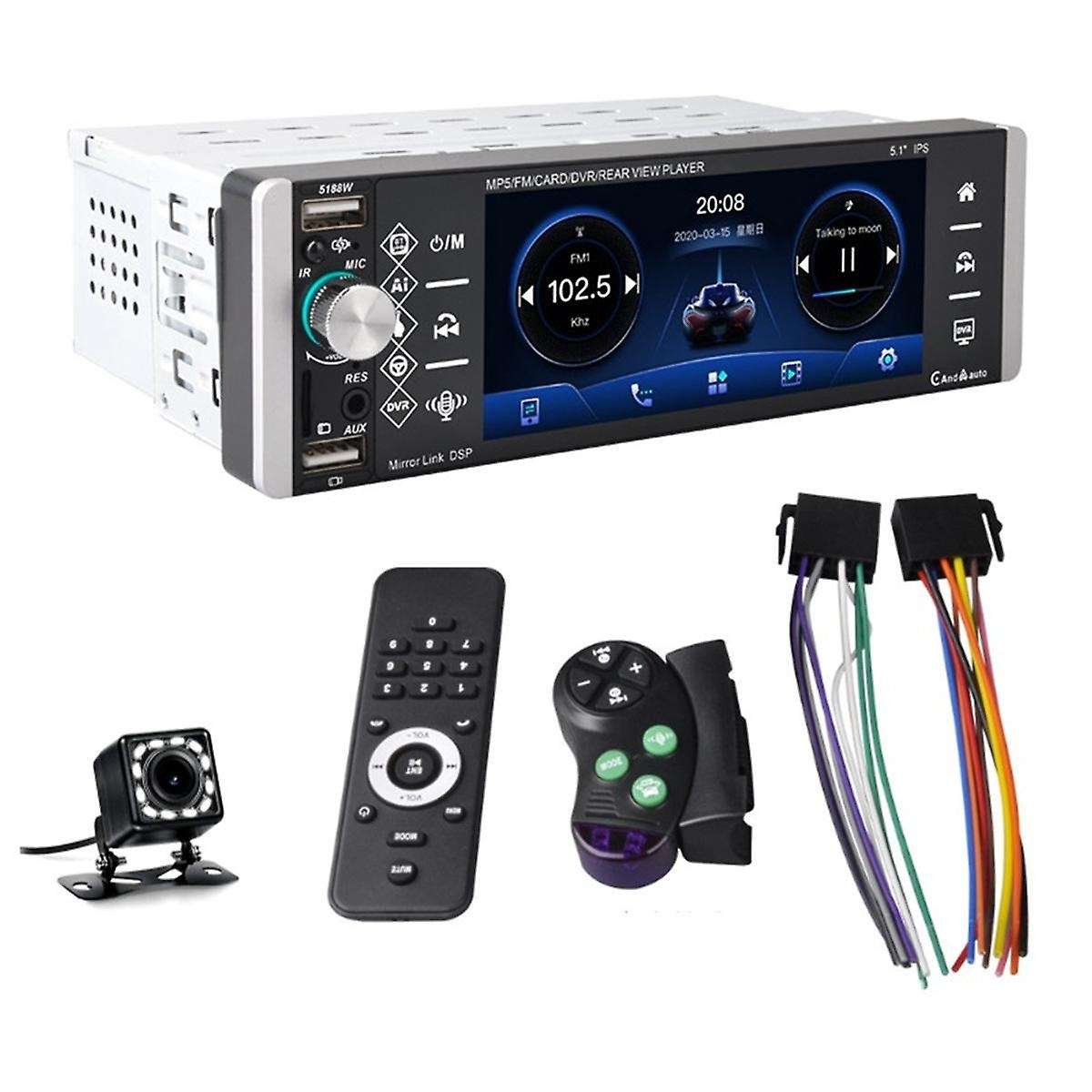 Single Din Touchscreen Car Stereo Wireless CarPlay Android Auto, 5.1 Inch Car Radio Bluetooth FM SWC