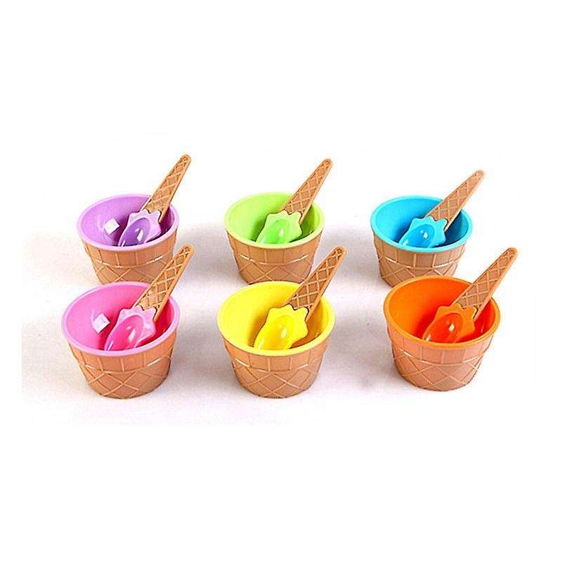 Six Colors / Set of Ice Cream Bowls with a Spoon Is a Wonderful Gift for Children Dessert Ice Cream