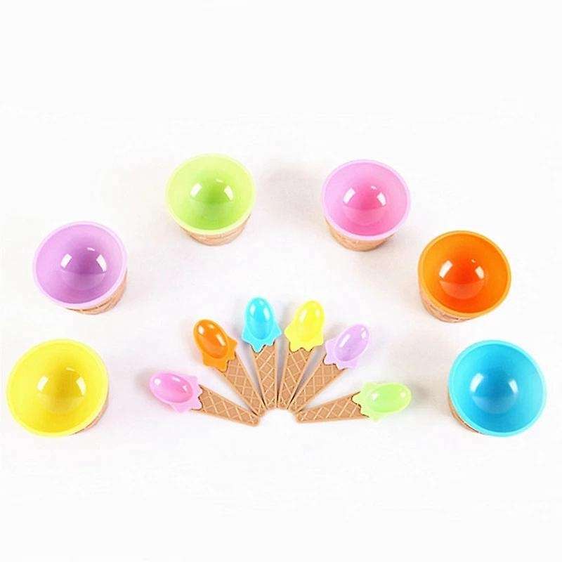 Six Colors / Set of Ice Cream Bowls with a Spoon Is a Wonderful Gift for Children Dessert Ice Cream