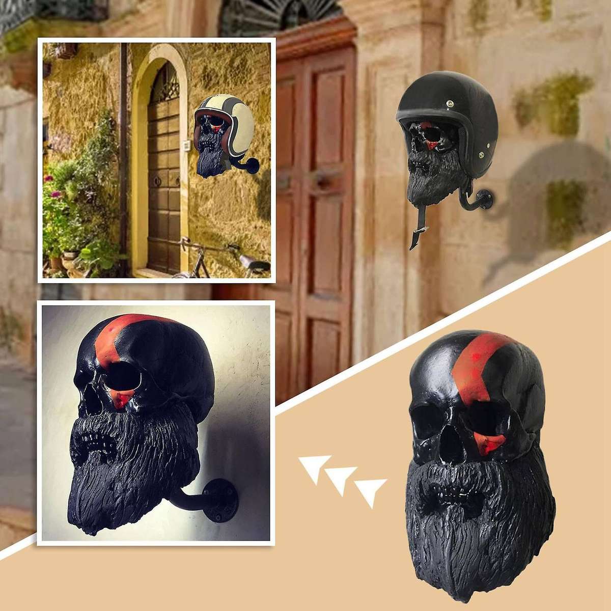 Skull Head Helmet Holder Motorcycle Beard Helmet Holder Essential for Motorcycle Helmet Stand Craft
