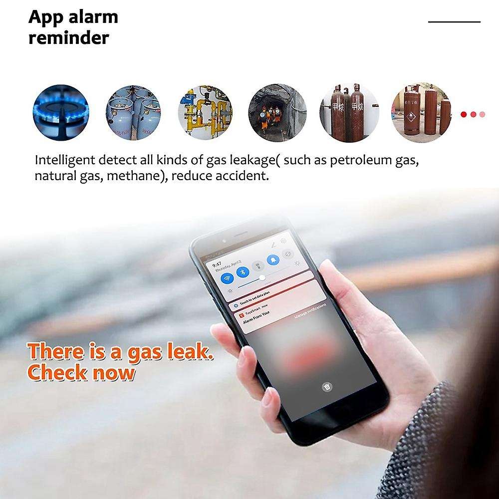 Smart Life for Tuya Wifi Gas Leak Sensor Led Display Screen Combustible Smart Home Gas Detector-EU P
