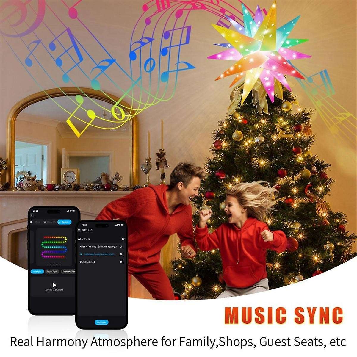 Smart Moravian Star Light Rgb Led 3d Christmas Tree Star Lights with Remote Music Pendant Porch Outd