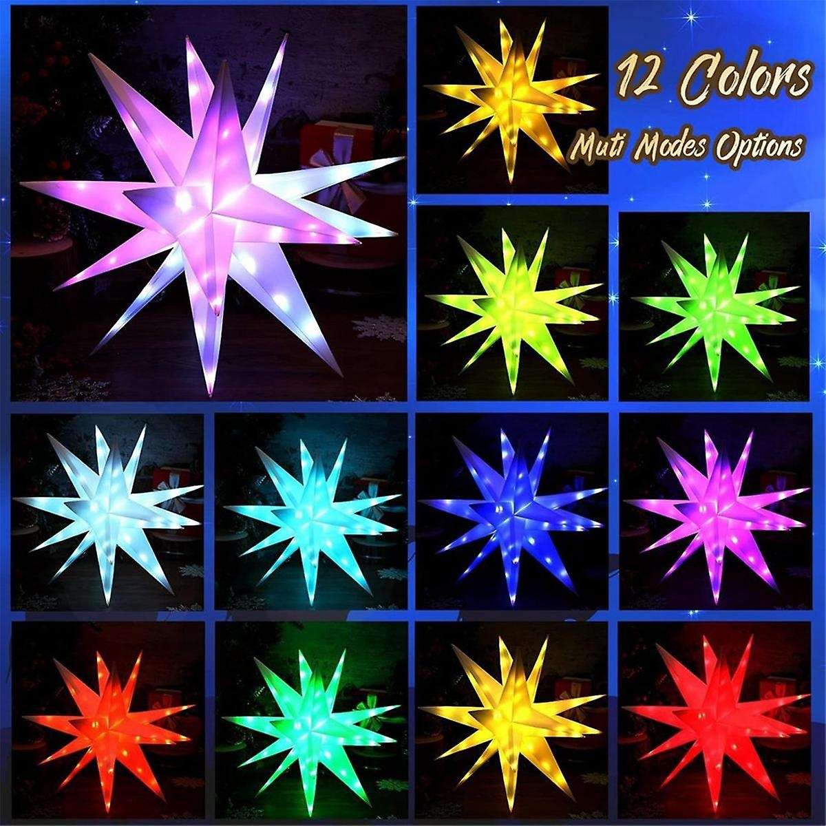Smart Moravian Star Light Rgb Led 3d Christmas Tree Star Lights with Remote Music Pendant Porch Outd