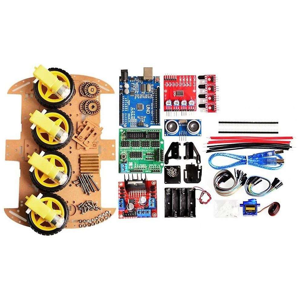 Smart Robot Car Chassis Kit Speed Encoder Battery Box 4WD Ultrasonic Module
