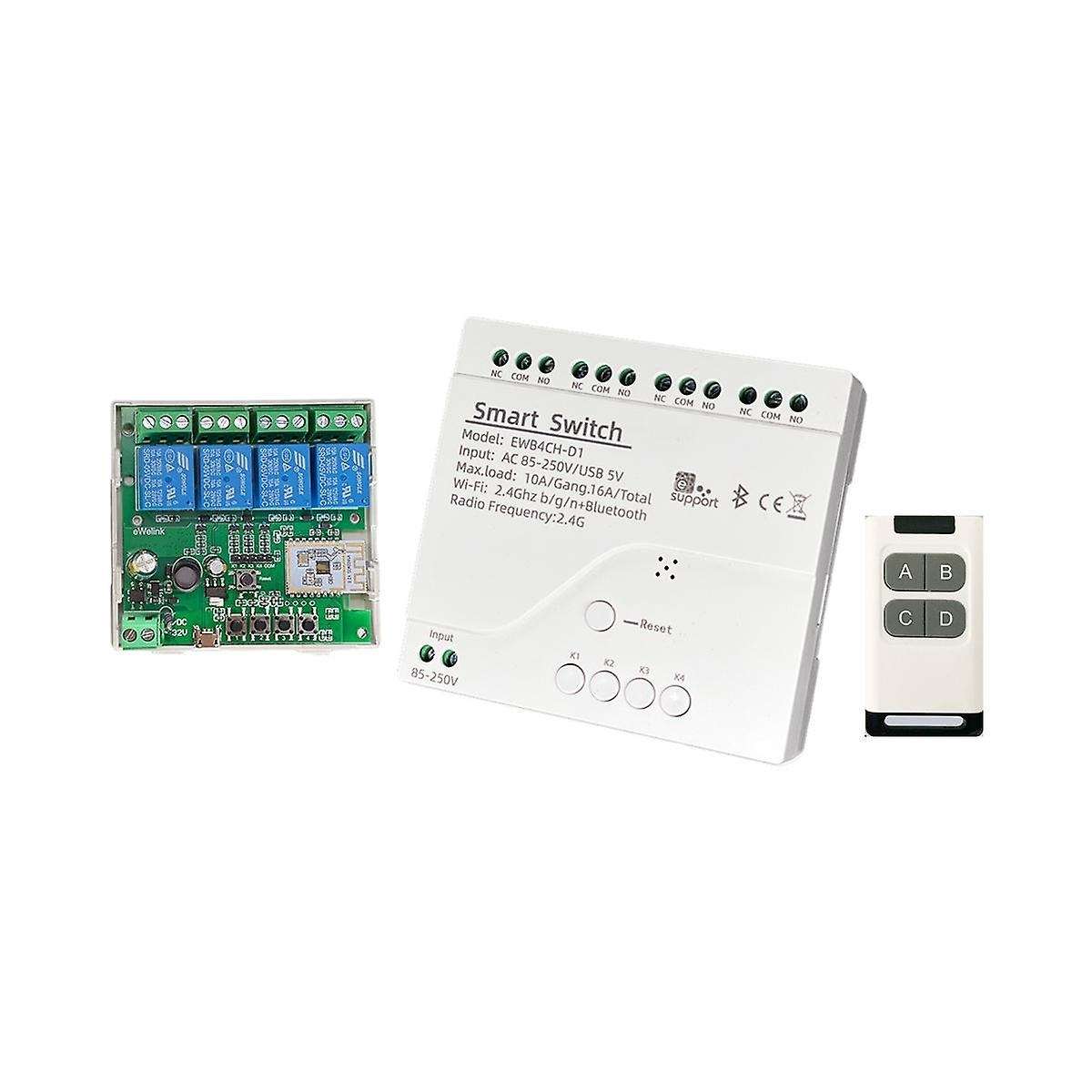 Smart Wifi Bluetooth Switch Relay Module+remote 85-250v On Off Controller 4ch 2.4g Wifi Remote For