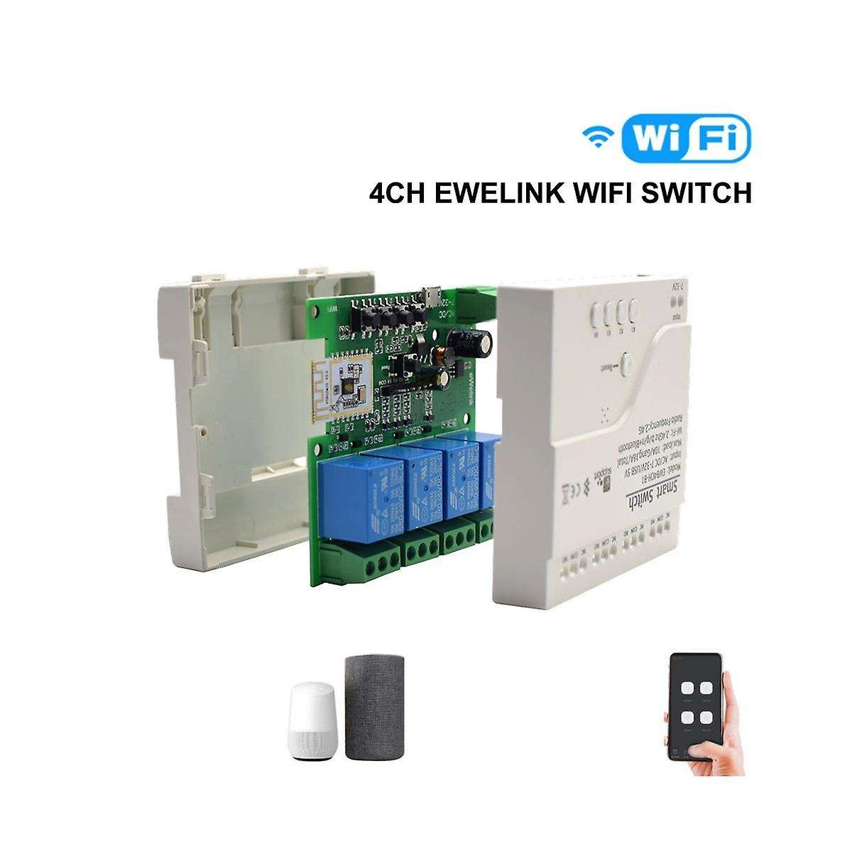 Smart Wifi Bluetooth Switch Relay Module+remote 85-250v On Off Controller 4ch 2.4g Wifi Remote For