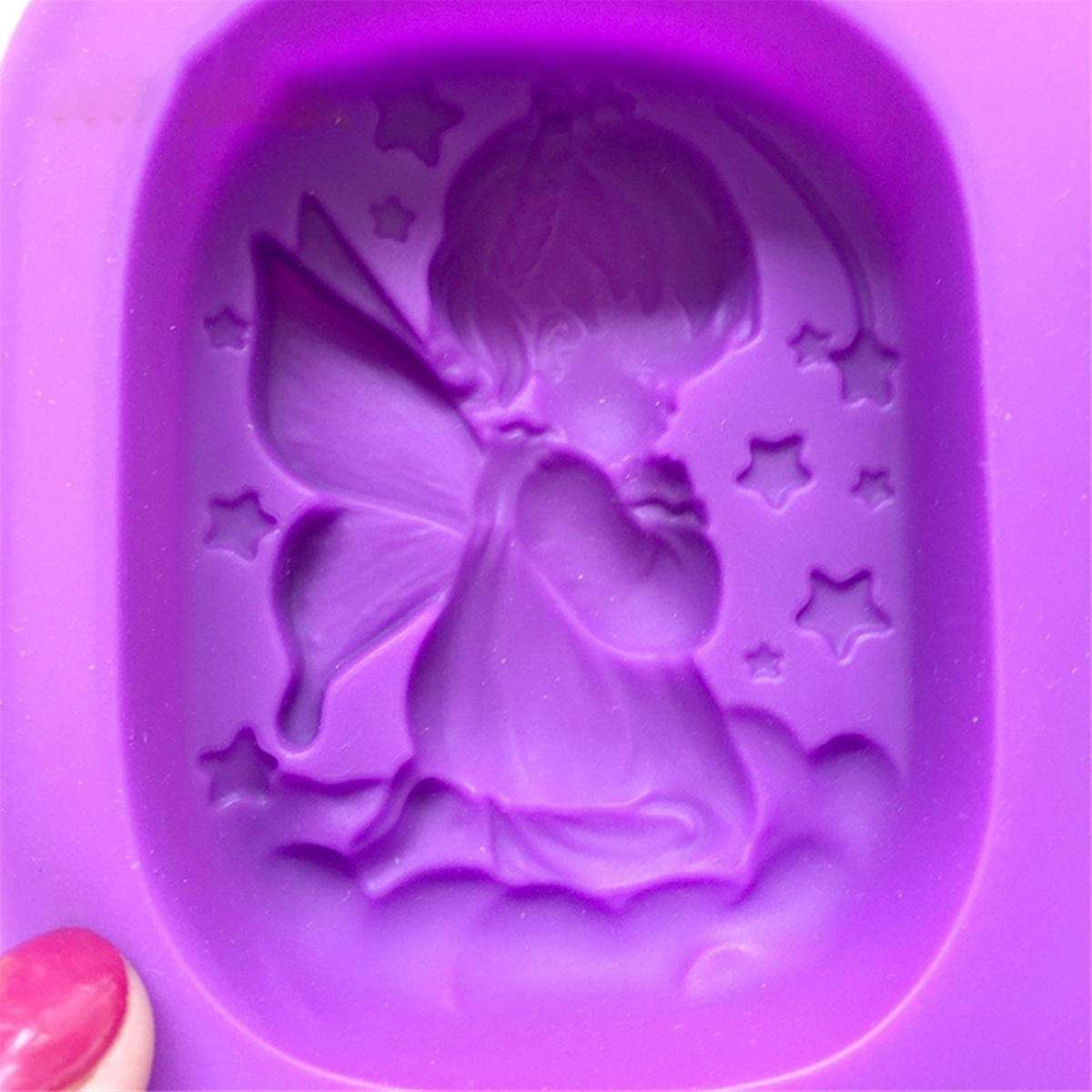 Soap Mold, 4 Cavity 3d Angel Mold Homemade Soap Mold Soap Making Supplies for Diy Soap Candle Resin