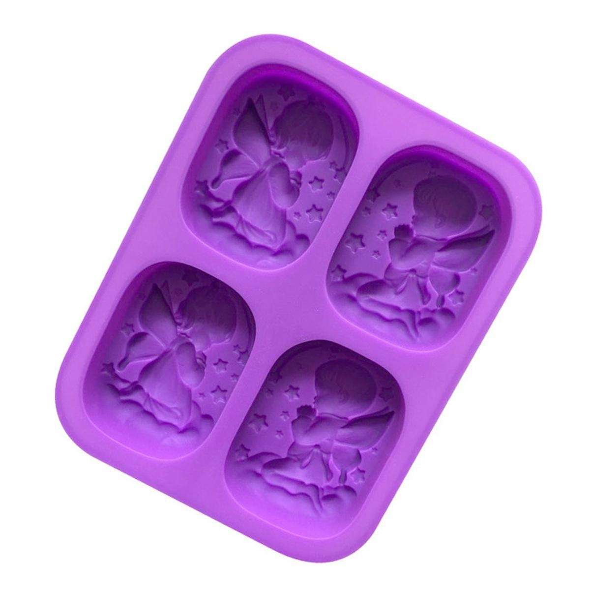 Soap Mold, 4 Cavity 3d Angel Mold Homemade Soap Mold Soap Making Supplies for Diy Soap Candle Resin