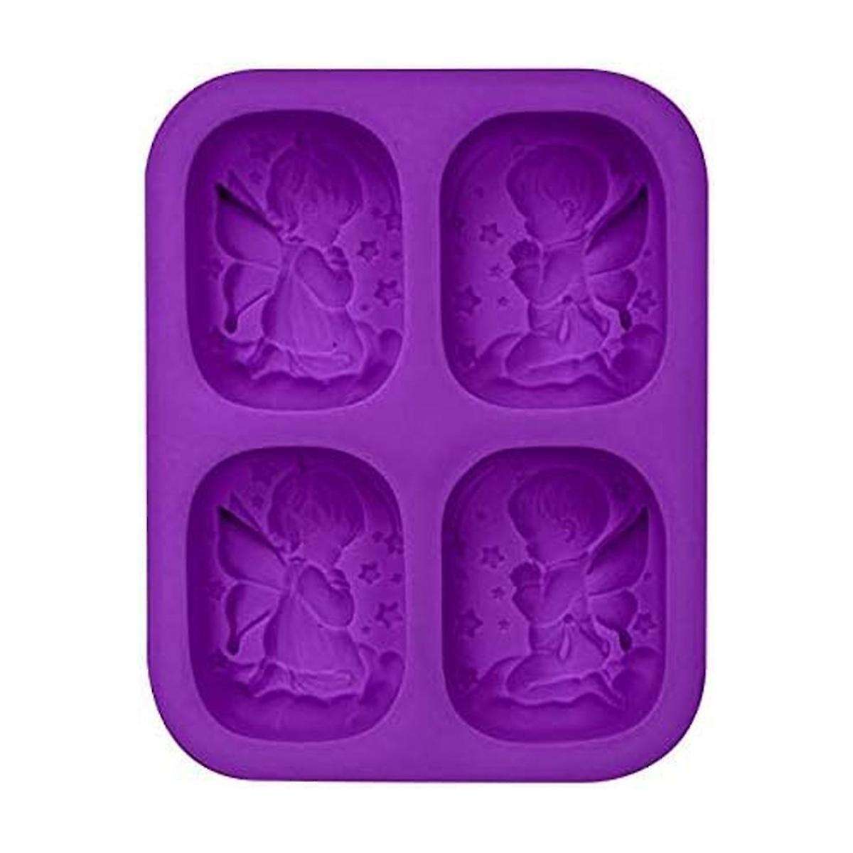 Soap Mold, 4 Cavity 3d Angel Mold Homemade Soap Mold Soap Making Supplies for Diy Soap Candle Resin