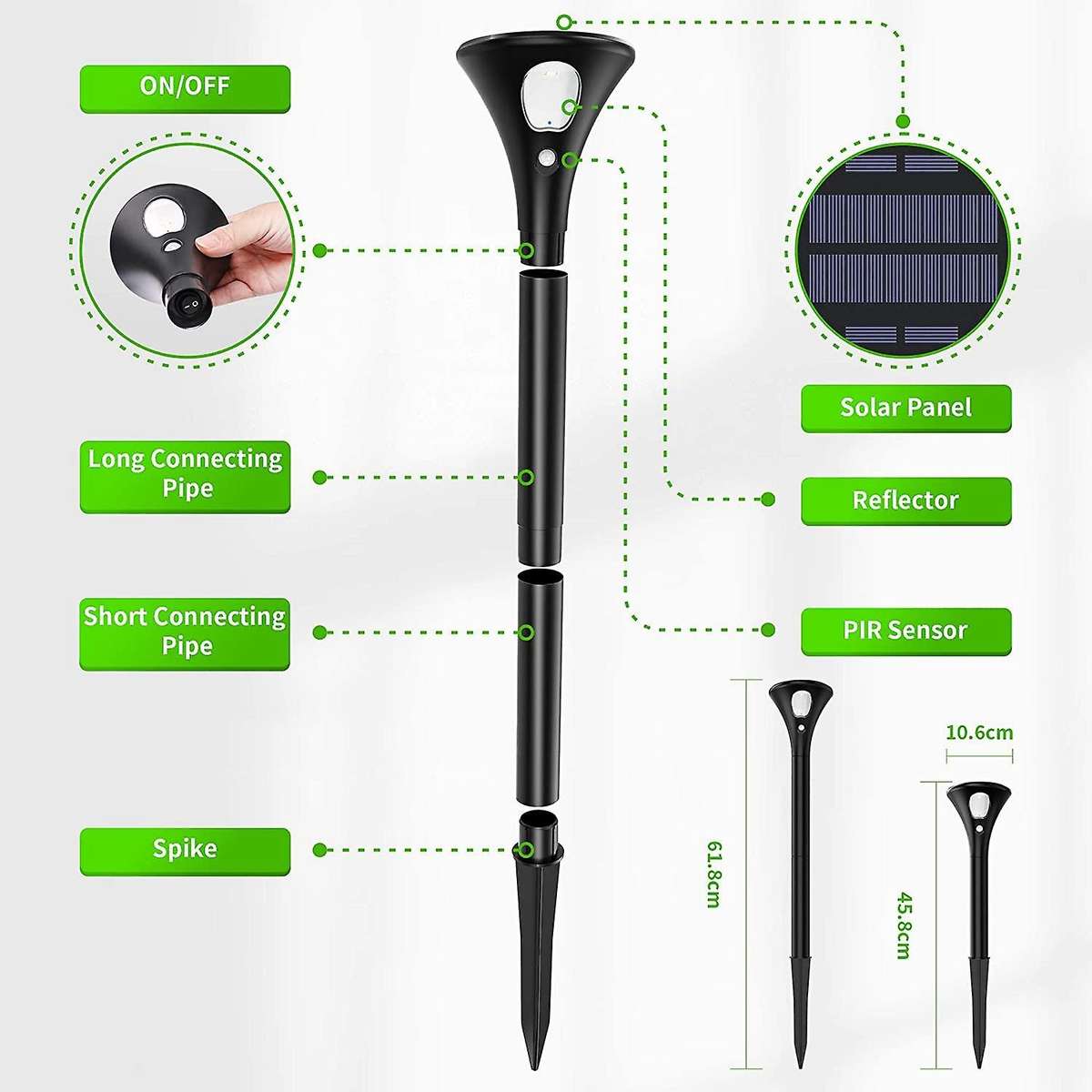 Solar Landscape Spotlight 2Pcs,Garden Warm Lights Motion Sensor,3000K IP65 Waterproof Outdoor Light