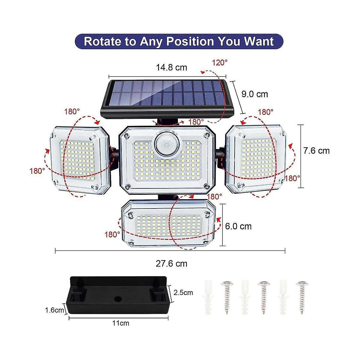 Solar Lights Outdoor Motion Sensor 333 Led Flood Lights, Solar Powered Security Lights Outside, with