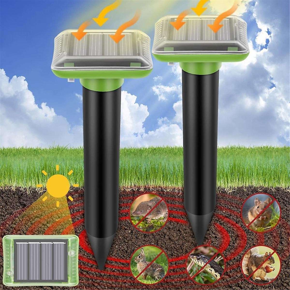 Solar Mole Repellent Ultrasonic,Repellent Outdoor Solar Powered,Waterproof Mole Traps