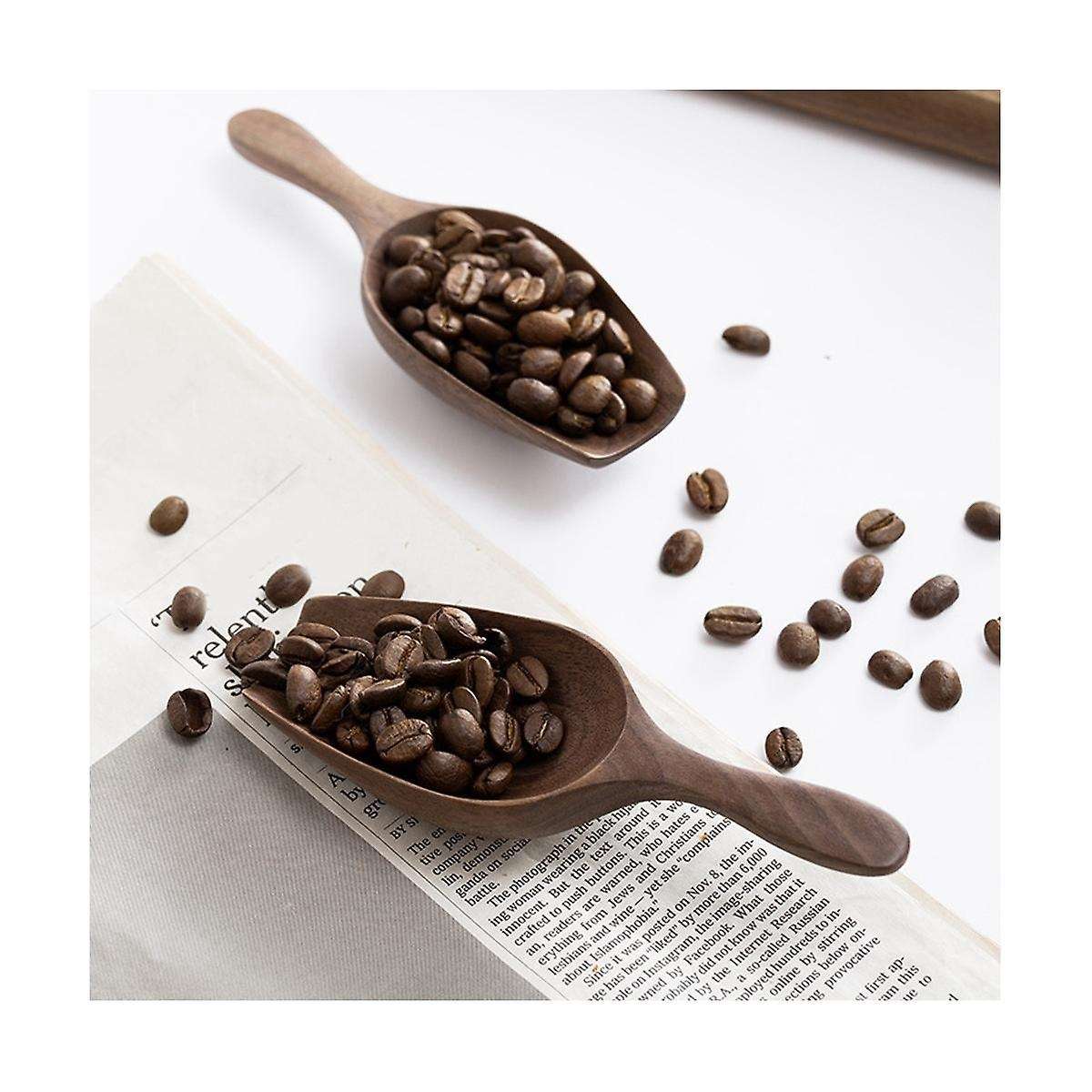 Solid Wood Coffee Bean Spoon Shovel Black Walnut Whole Wood Digging Coffee Bean Spoon Tea Shovel Woo