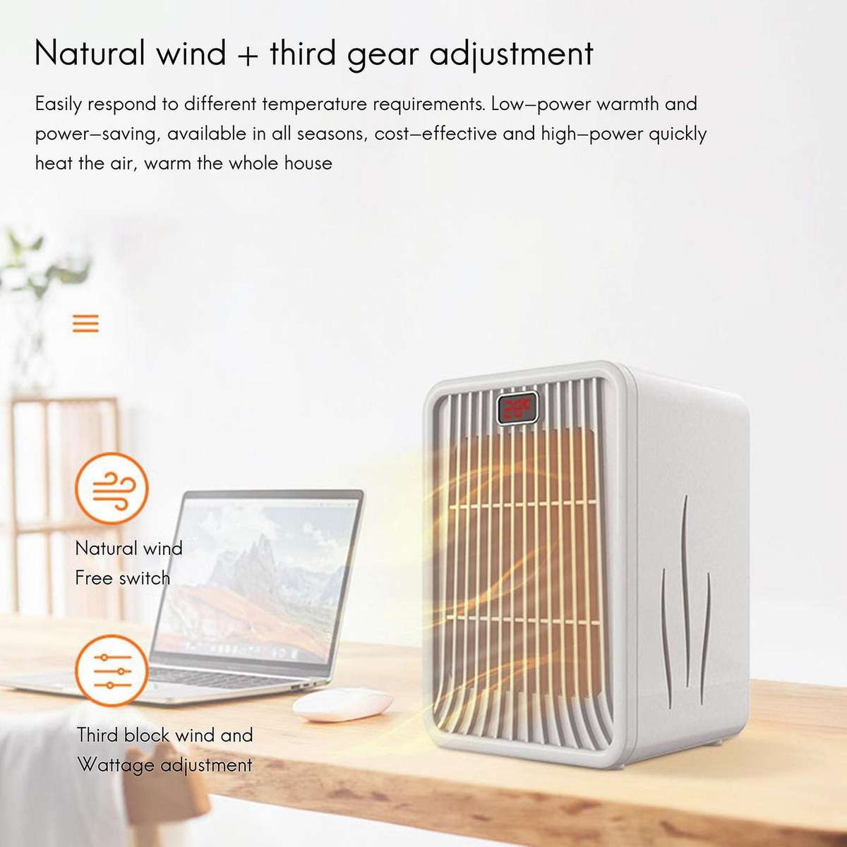 Space Heater,Electric Heaters Indoor Portable with Thermostat, PTC Fast Heating Small Heater for Bed