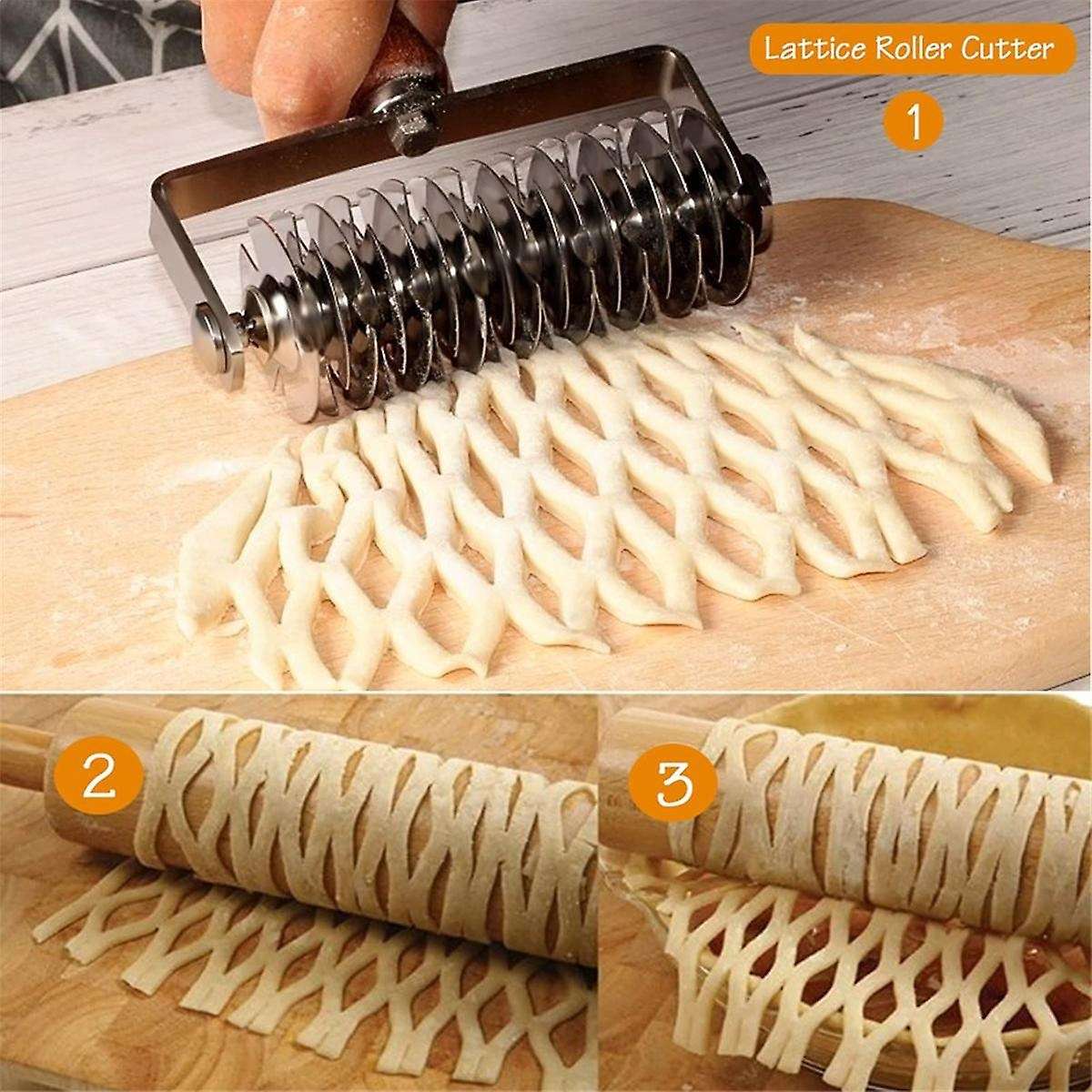 Stainless Steel Lattice Cutter, Dough Lattice Roller Cutter Baking Tool Cookie Pie Pizza Bread Pastr