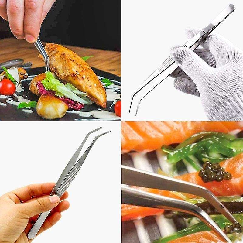 Stainless Steel Precision Kitchen Culinary Tweezer Tongs Long Tweezers Metal Tongs Chef Tweezers
