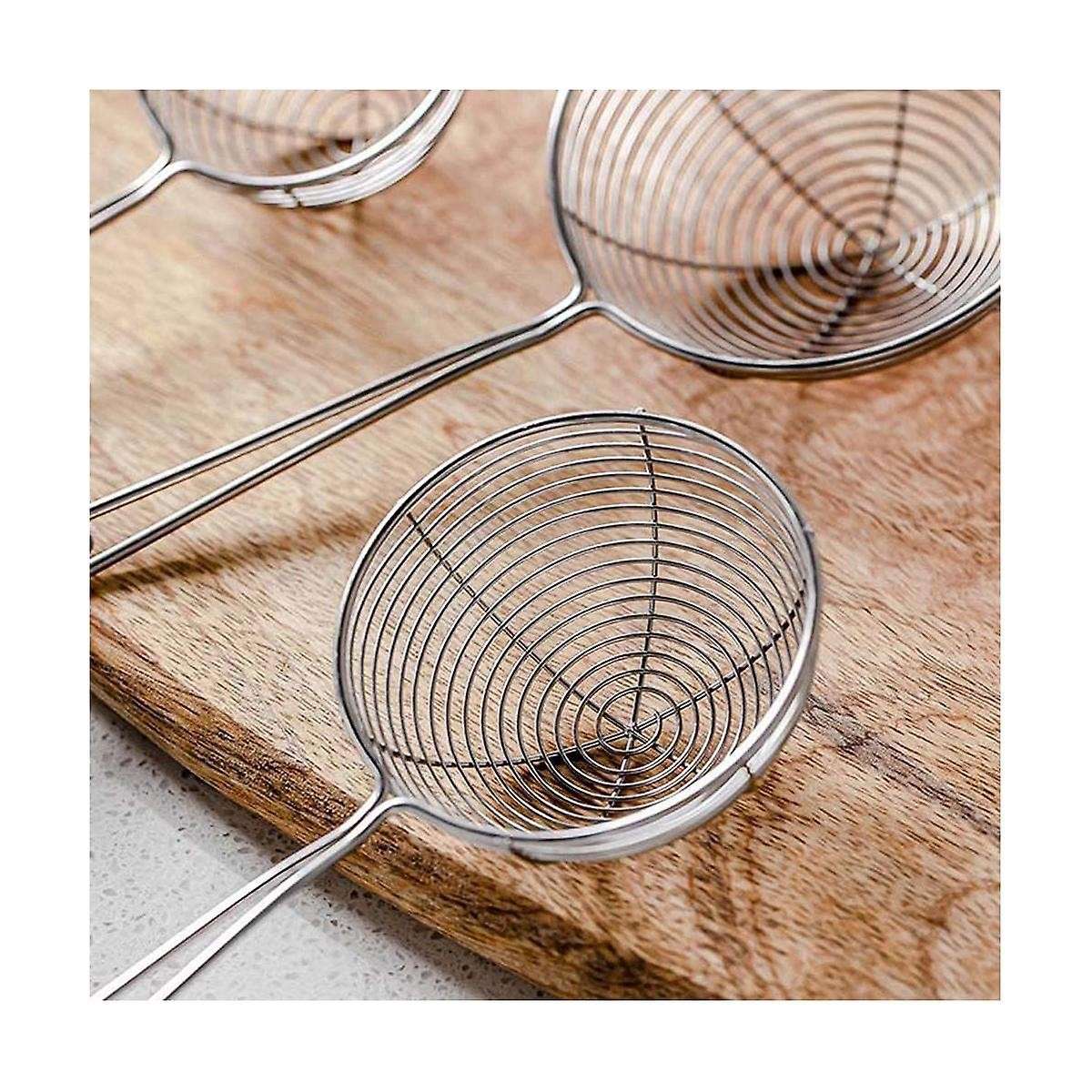 Stainless Steel Spider Strainer Ladle Wire Skimmer Spoon with Long Handle for Kitchen Frying and Co
