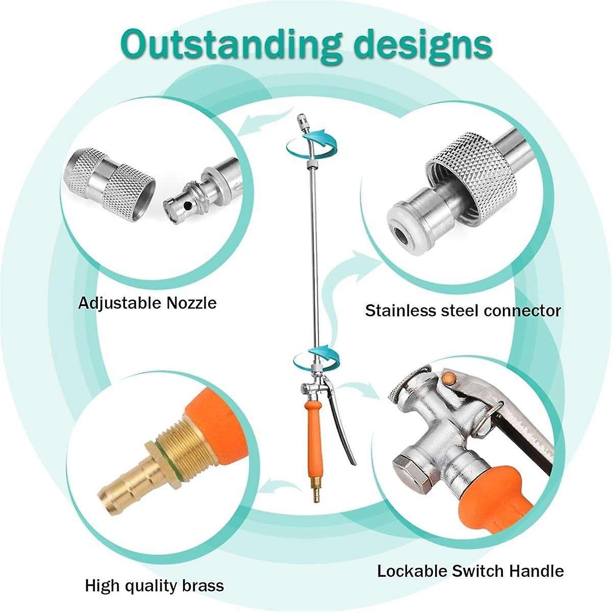 Stainless Steel Sprayer Wand,1/4in&3/8in Brass Barb Sprayer Wand Replacement,29in Sprayer Wand+ Shut