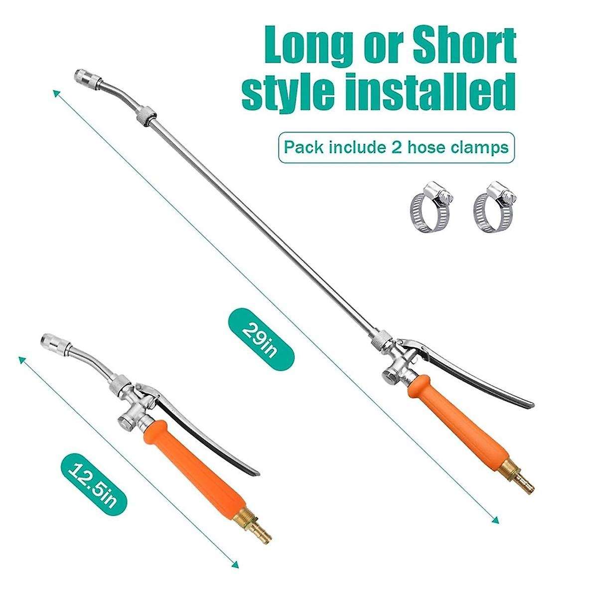 Stainless Steel Sprayer Wand,1/4in&3/8in Brass Barb Sprayer Wand Replacement,29in Sprayer Wand+ Shut