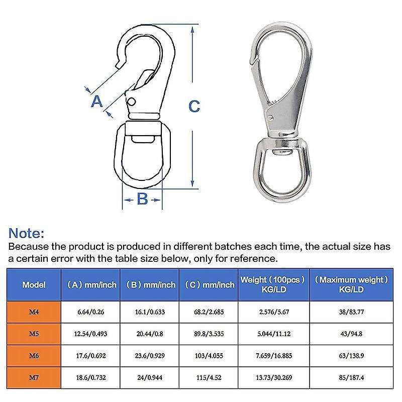 Stainless Steel Swivel Eye Snap Hooks Scuba Diving Clips Boat Marine Spring Buckles for Bird Feeders
