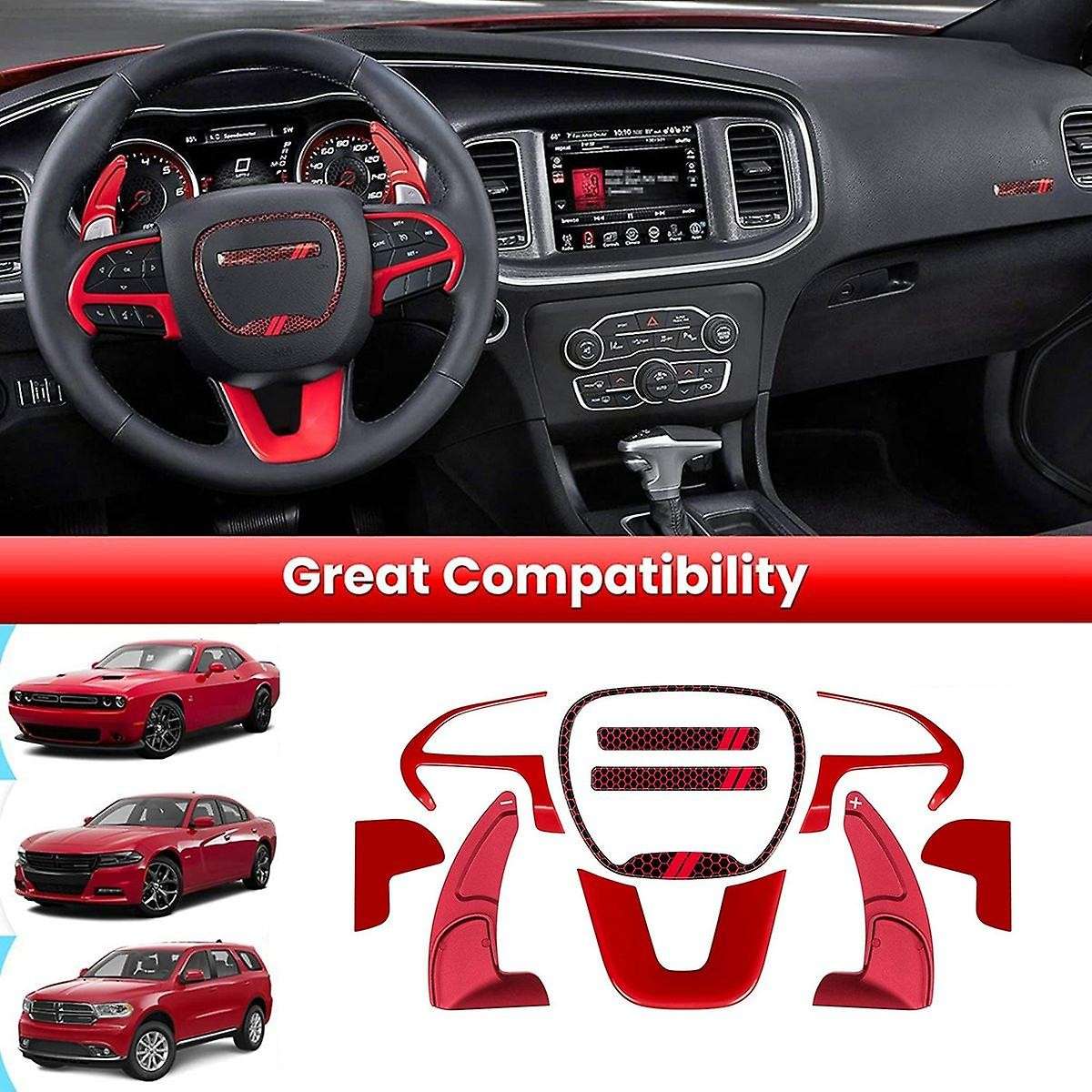 Steering Wheel Cover Trim Interior Accessories for 2015-2021 Charger Shift Paddle Extended Emblem Ki