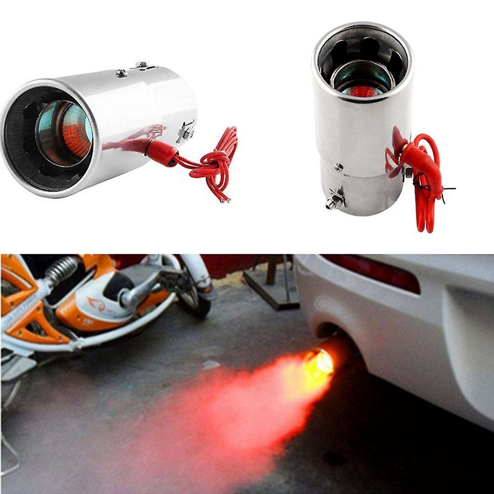 Straight Exhaust Muffler Tip Pipe with LED Light Universal Vehicles Bolt-on to Car Modified Single O