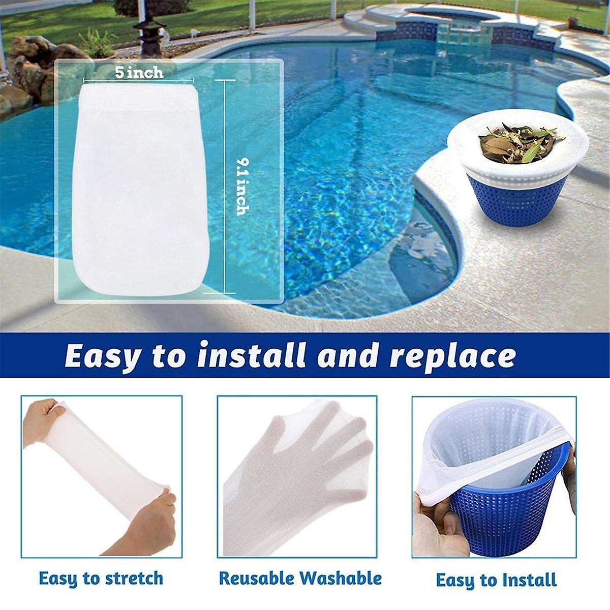 Swimming Pool Filter Socks, Pool Skimmer Filter Socks, Pool Cleaning Filter Socks for Swimming (Pack
