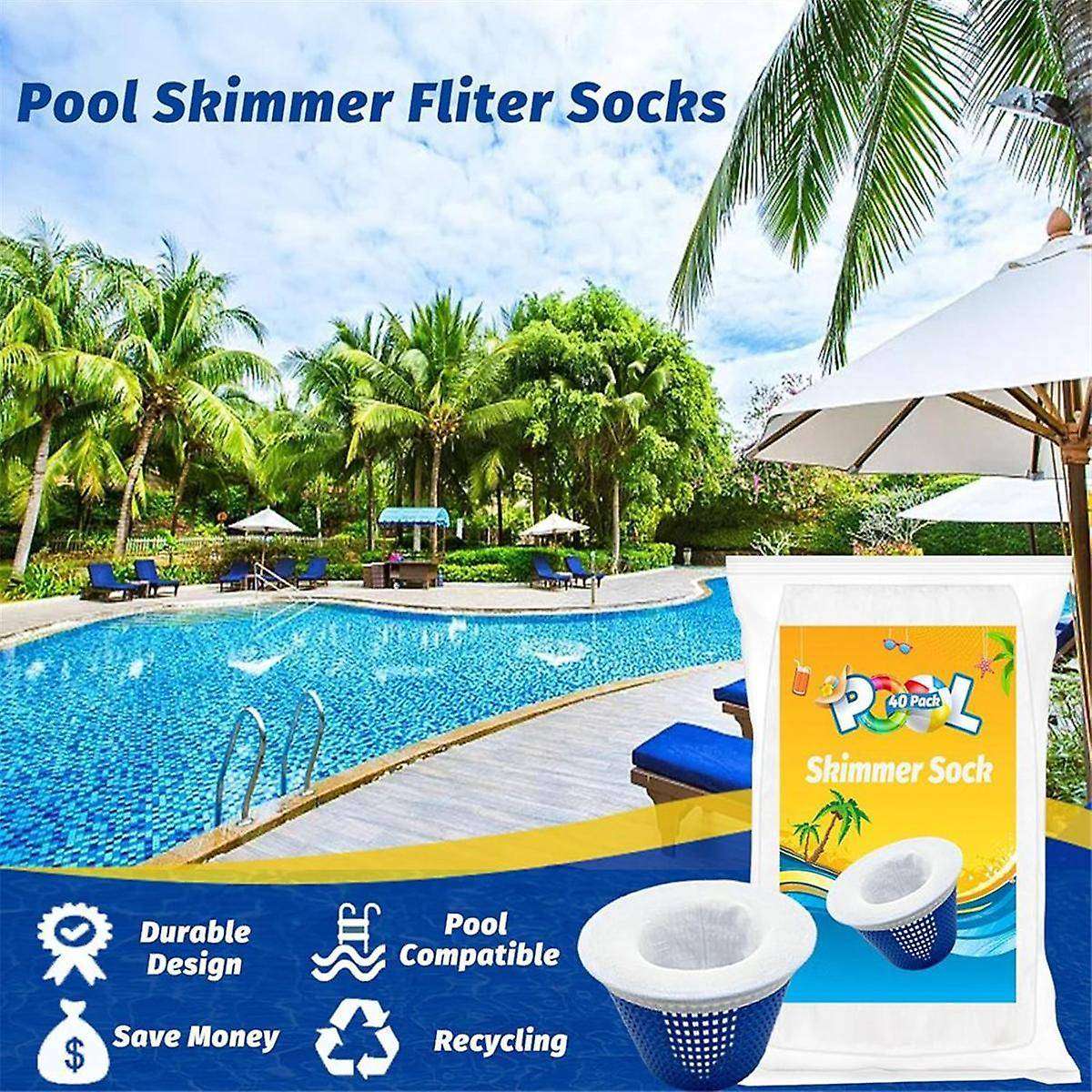 Swimming Pool Filter Socks, Pool Skimmer Filter Socks, Pool Cleaning Filter Socks for Swimming (Pack