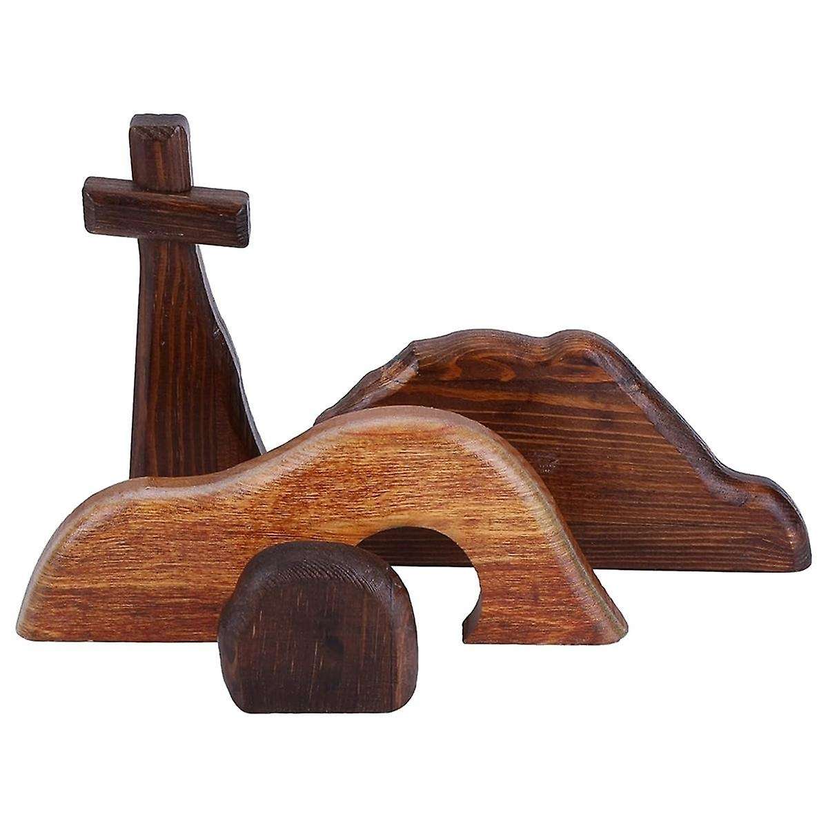 The Empty Tomb Easter Scene and , Wooden Plus Thick Easter Home Figurine Ornament